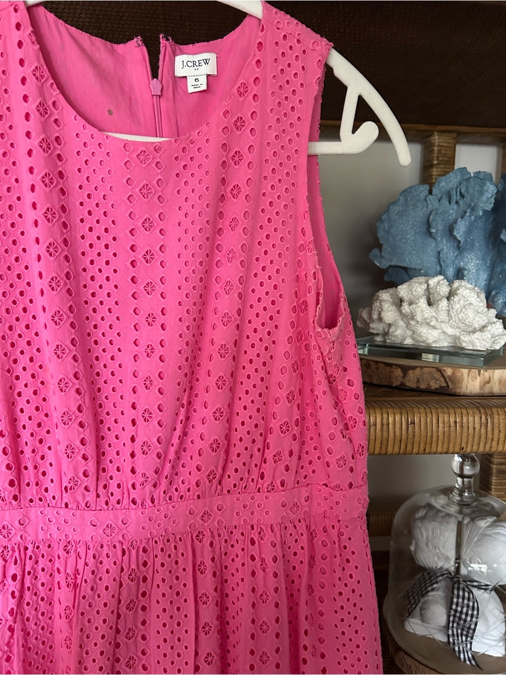 J. Crew Bright Pink Eyelet Sleeveless Dress - Picture 3 of 5